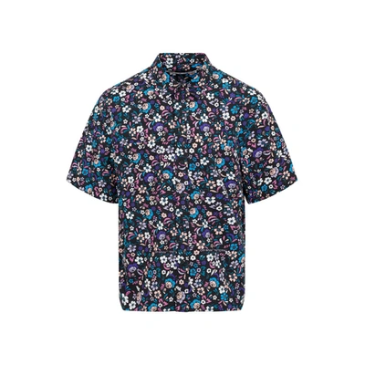 Off-white Flowers Summer Cotton Shirt In Multicolor