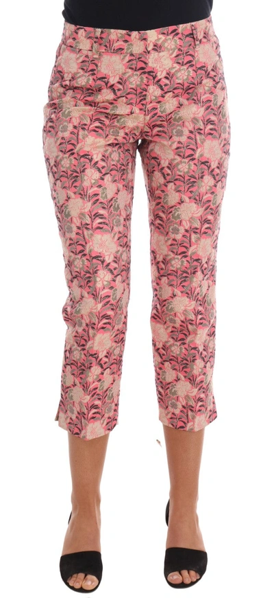 Dolce & Gabbana Pink Floral Brocade Capri Pants In Multicolor
