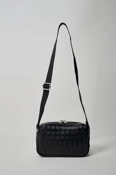 Bottega Veneta Small Camera Bag Classic Intrecciato In Black & Silver