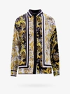 Versace Jeans Couture Multicolor Shirt With All-over Couture Logo And Stripe Print In Cotton Woman In Black