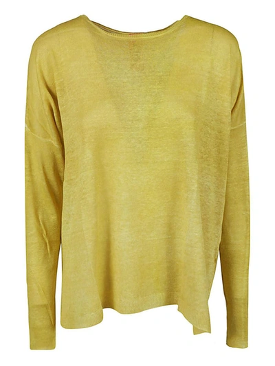 Alessandro Aste Boat Neck Spray Art Linen Sweater In Yellow