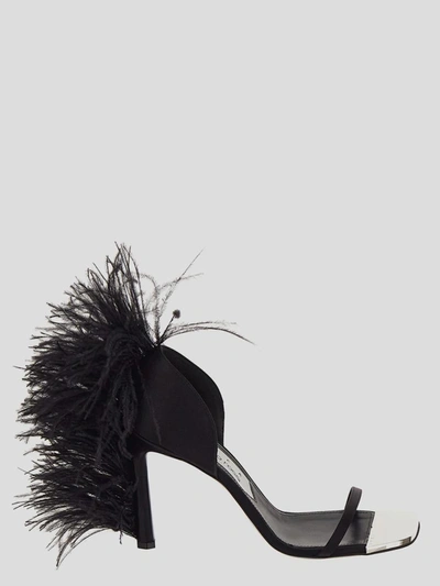 Area X Sergio Rossi Feather Embellished High Heels In Black