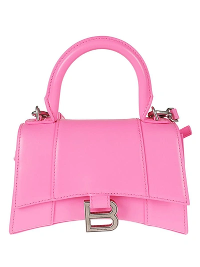 Balenciaga Hourglass Xs Leather Handbag In Pink