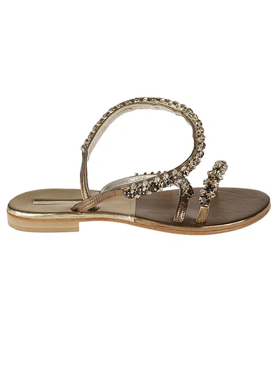 Emanuela Caruso Jewel Leather Sandals In Gold