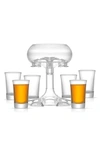 Joyjolt Shot Glass & Shot Dispenser 7-piece Set In Clear