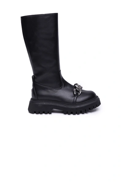 N°21 Kids' Black Boots With Chain