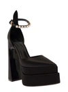 Versace 155mm La Medusa Platform Satin Mary Janes In Black