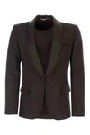 Valentino Padded Shoulders Wool Blazer In Brown