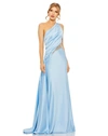 MAC DUGGAL ONE SHOULDER EMBELLISHED SATIN GOWN