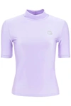 Coperni Logo-print Mock Neck T-shirt In Purple