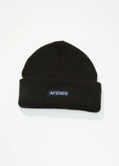 Afends Ribbed Beanie In Black