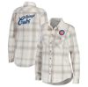 WEAR BY ERIN ANDREWS WEAR BY ERIN ANDREWS GRAY/CREAM CHICAGO CUBS FLANNEL BUTTON-UP SHIRT