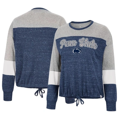 COLOSSEUM COLOSSEUM NAVY PENN STATE NITTANY LIONS JOANNA TIE FRONT LONG SLEEVE T-SHIRT
