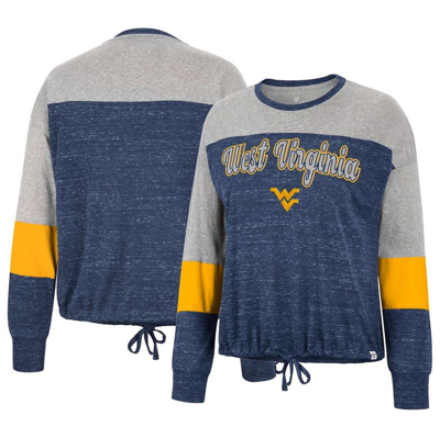 Colosseum Navy West Virginia Mountaineers Joanna Tie Front Long Sleeve T-shirt