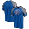 Fanatics Branded Heather Royal New York Islanders Two-stripe Raglan Tri-blend T-shirt In Heather Royal