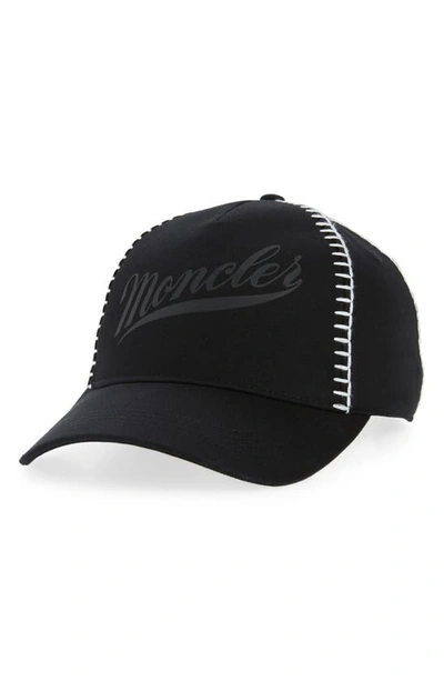 Moncler Logo-stamp Cotton Cap In Black
