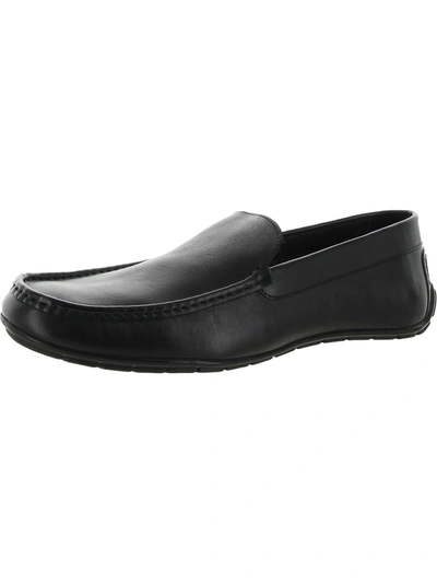 Anthony Veer Cleveland Driver Mens Tumbled Leather Slip On Loafers In Black