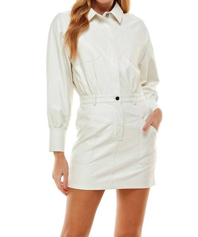 Tcec Vegan Leather Mini Dress In White