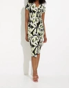 Joseph Ribkoff Leaf Print Wrap Style Dress In Black/multi In Multi