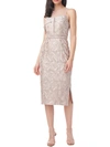 JS COLLECTIONS WOMENS METALLIC MIDI COCKTAIL AND PARTY DRESS