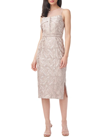 Js Collections Womens Metallic Midi Cocktail And Party Dress In Silver