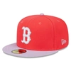 New Era Men's  Red And Lavender Boston Red Sox Spring Color Two-tone 59fifty Fitted Hat In Red