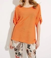 JOSEPH RIBKOFF TAB DETAIL TOP IN MANDARIN