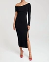 Krisa One Sleeve Midi Dress In Black
