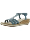 Easy Street Dorinda Womens Faux Leather T-bar Espadrilles In Blue