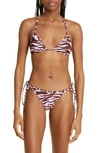 Attico Zebra-print Bikini In Coffee Pink