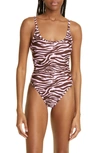 ATTICO ZEBRA PRINT ONE-PIECE SWIMSUIT