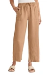 Splendid Crop Wide Leg Linen-blend Pant In Brown