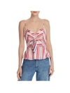 PARKER WHITNEY WOMENS STRIPED TIE-FRONT PEPLUM TOP