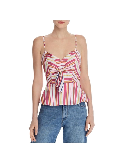 Parker Whitney Womens Striped Tie-front Peplum Top In Multi