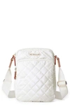 Mz Wallace Metro Deluxe Medium Quilted Nylon Tote Bag In Pearl Metallic/gold