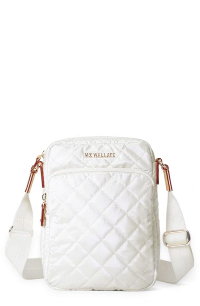 Mz Wallace Metro Deluxe Medium Quilted Nylon Tote Bag In Pearl Metallic/gold