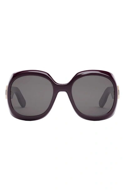 Dior Lady 9522 R2i Round Acetate Sunglasses In Purple/gray Solid