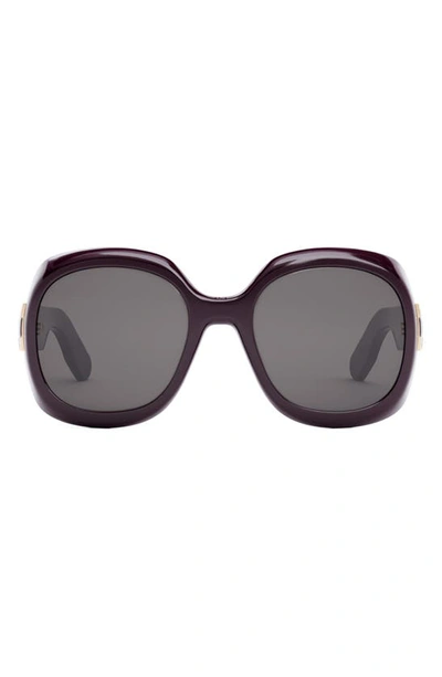 Dior Lady 9522 R2i Round Acetate Sunglasses In Shiny Bordeaux