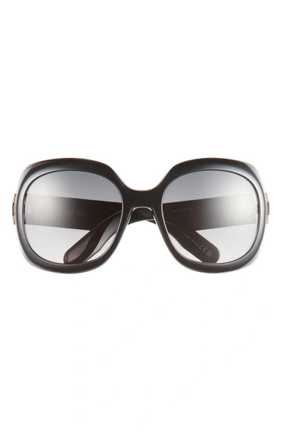 Dior Lady 95.22 R2i 58mm Round Sunglasses In Shiny Black / Gradient Smoke
