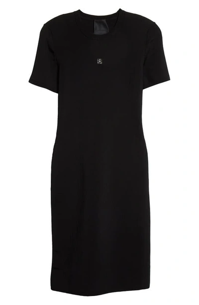 Givenchy Fitted Ribbed Cotton Mini Dress In Black
