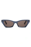 Dior Midnight 53mm Butterfly Sunglasses In Matte Blue / Brown