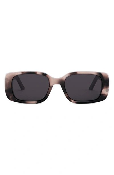 Dior Wild  Rectangle Acetate Sunglasses In Pink Havana/gray Solid