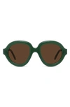 Loewe Curvy Logo Round Acetate Sunglasses In Shiny Dark Green