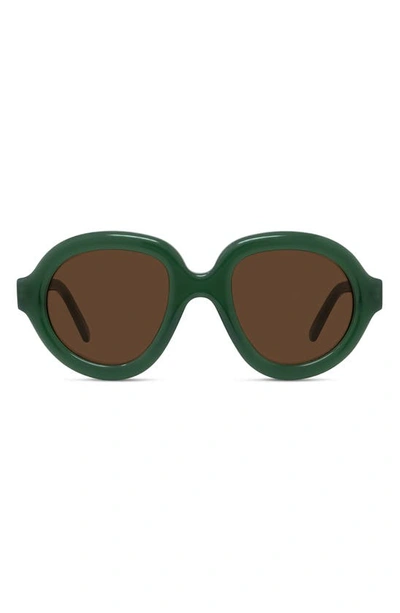 Loewe Curvy Logo Round Acetate Sunglasses In Shiny Dark Green