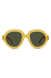 Loewe Curvy Logo Round Acetate Sunglasses In Shiny Yellow Gree
