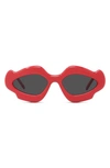 Loewe X Paula's Ibiza 52mm Geometric Sunglasses In Shiny Red / Smoke