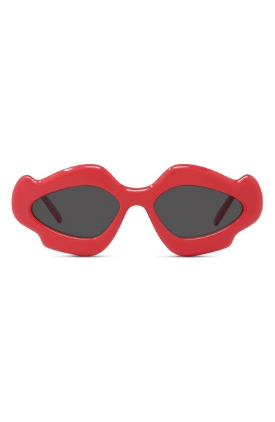 Loewe X Paula's Ibiza 52mm Geometric Sunglasses In Shiny Red / Smoke