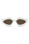 Loewe Flame Acetate Oval Sunglasses In White And Brown