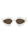 Loewe Flame Acetate Oval Sunglasses In White / Brown