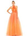 Mac Duggal Cross Front Tulle Dress In Orange